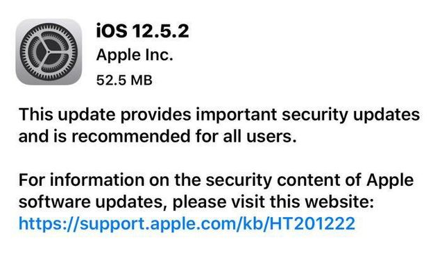 西盟苹果手机维修分享iOS12.5.2发布，建议所有老苹果用户安装 